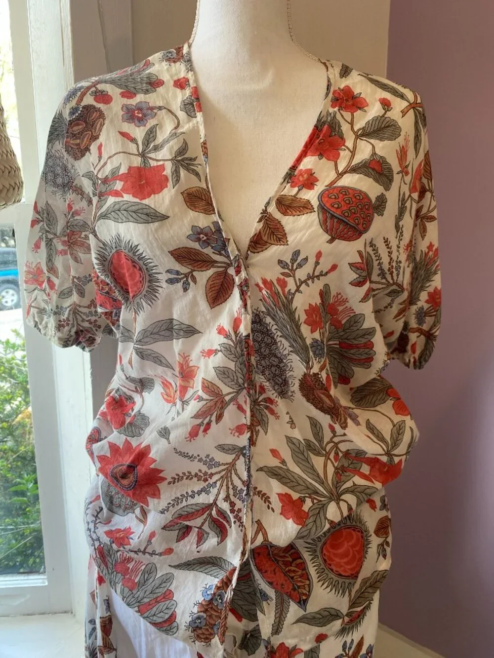 Vivienne Westwood Anglomania Blouse & Skirt Set in Botanical Poppy Print - Picture 2 of 13